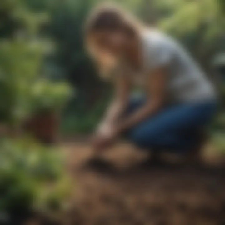 A person planting seeds in a garden, illustrating growth through setting goals