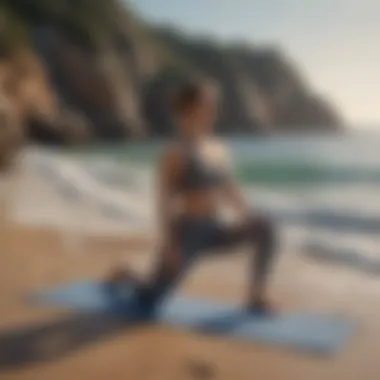 Person practicing yoga by the sea