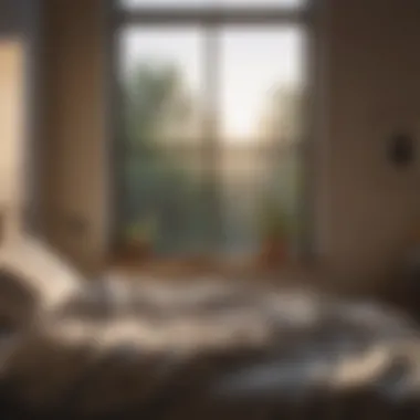 Embracing the Morning Light Sunlight streaming through a window onto a messy bed