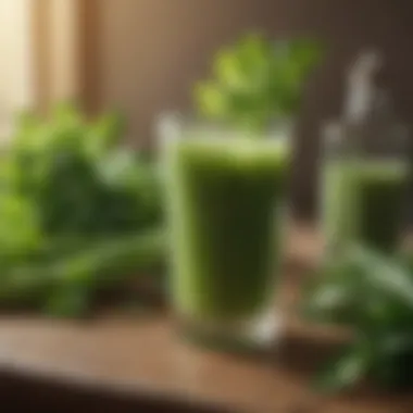 Glass of refreshing celery juice with a hint of mint