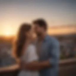 Bonding couple gazing into sunset