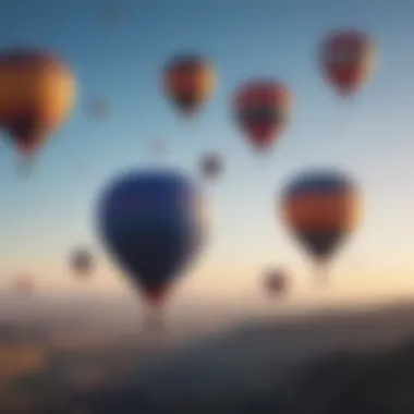 Colorful hot air balloons in a clear blue sky