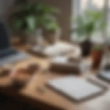 Cultivating Clarity and Focus An organized workspace with a journal, healthy snacks, and a plant, promoting mental clarity.
