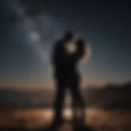 Couple Silhouette Embracing Under Starry Sky