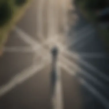 Decisions Amid Overthinking Illustration of a person standing at a crossroads with multiple paths symbolizing decision-making challenges due to overthinking