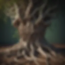 Illustration depicting tangled roots symbolizing deep-rooted psychological factors