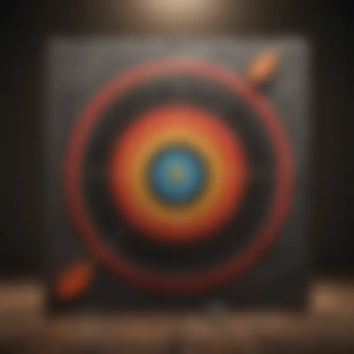 A target board with an arrow hitting the center symbolizing goal achievement