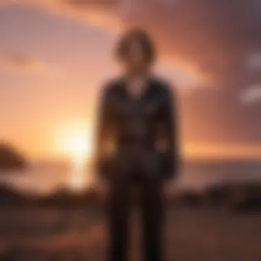 A person standing tall and confident against a vibrant sunset