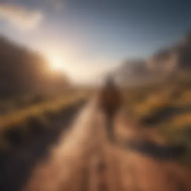 The Journey of Exploration A vibrant path leading to a bright horizon, representing exploration