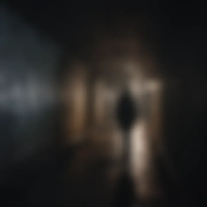 Illustration depicting a person standing in a dark tunnel with a faint light at the end