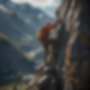 Symbolizing Overcoming Challenges A person climbing a mountain, symbolizing goal achievement