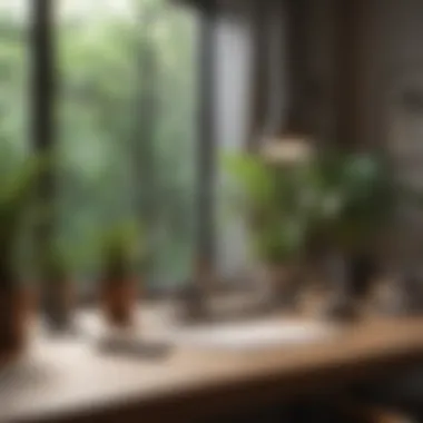 Calm Workspace with Nature A calming workspace featuring plants and natural light.