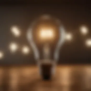 Person illuminated by a light bulb representing ideas