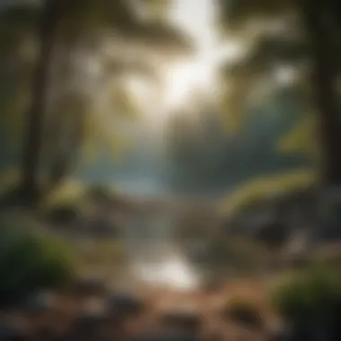 Tranquility and Mindfulness in Self-Care A serene landscape emphasizing tranquility and mindfulness