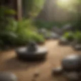 Zen garden with tranquil setting
