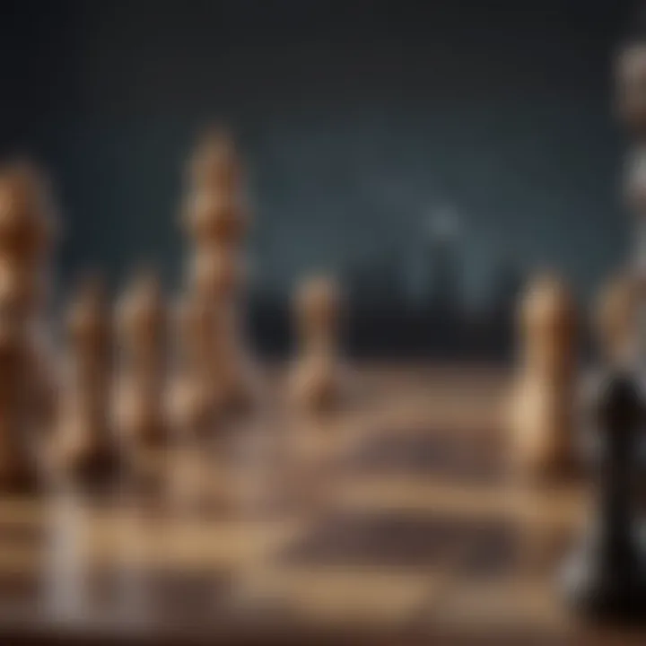 Strategic chessboard with leadership pieces