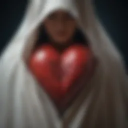 Illustration depicting a heart wrapped in a mysterious cloak