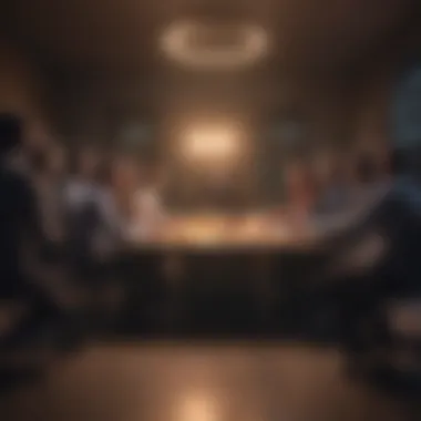 A group of professionals engaged in a productive meeting demonstrating collaboration and efficiency.