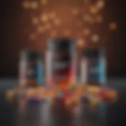 A vibrant display of various energy focus supplements on a sleek surface