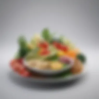 Balanced Plate of Alkaline-Rich Foods A balanced plate showcasing alkaline-rich foods