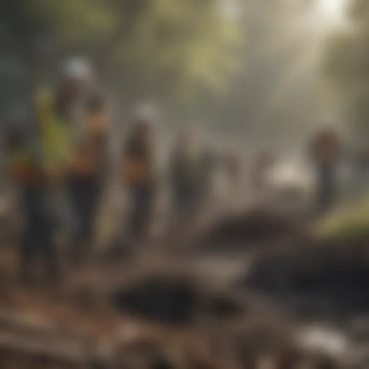 Group of volunteers participating in an environmental cleanup