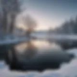 A serene winter landscape with a frozen lake inviting cold exposure