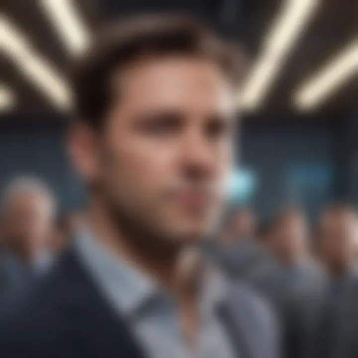 An inspiring leadership figure guiding a team towards innovation