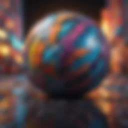 Abstract painting showcasing vibrant colors and intricate patterns