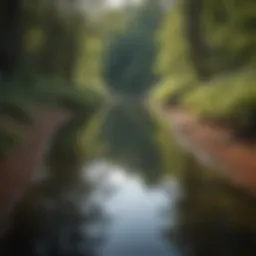 A serene landscape with a reflective water body symbolizing self-discovery.