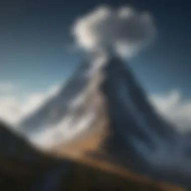 A mountain peak with clouds, representing the journey towards achieving goals