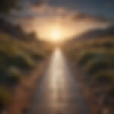 Pathway to Future Potential A pathway leading towards a bright horizon signifying future potential
