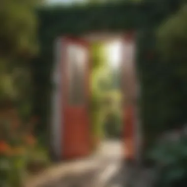 Opening Doors to Fulfillment An open door leading to a vibrant garden, symbolizing new opportunities