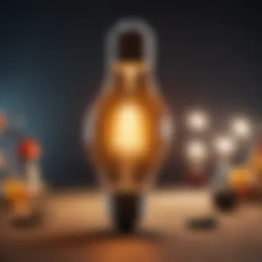 A vibrant light bulb surrounded by various icons representing different professions and passions, illustrating the concept of niche exploration.