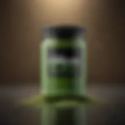 Vibrant green juice powder in a sleek glass jar