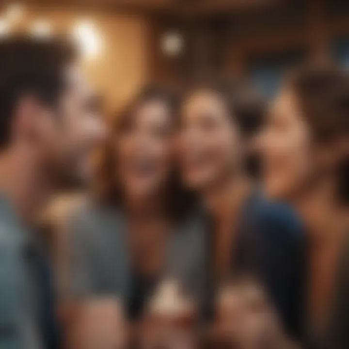 A group of friends connecting and sharing laughter.