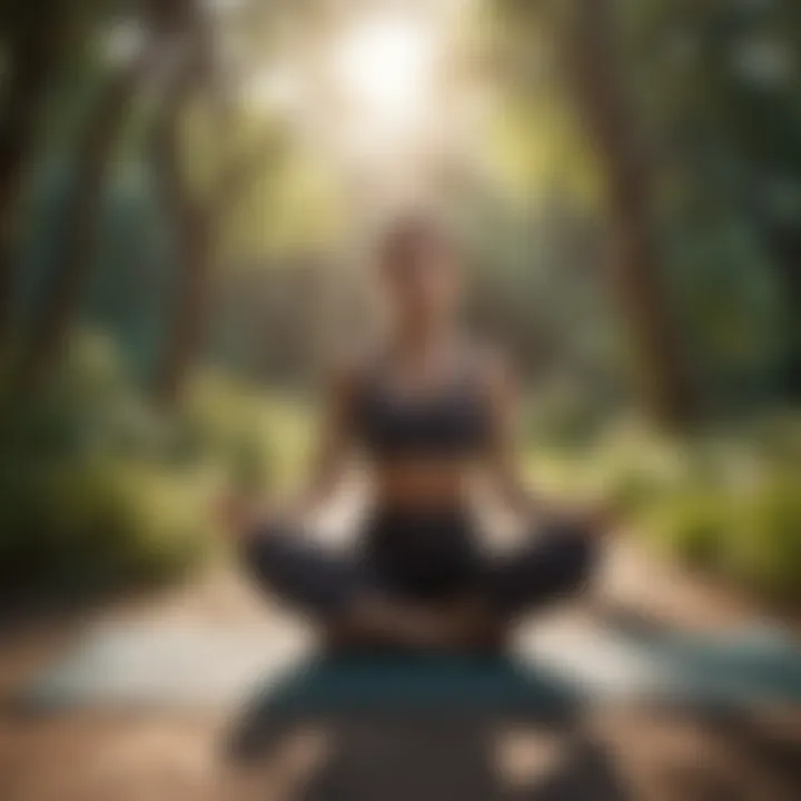 Individual practicing yoga in a serene outdoor setting