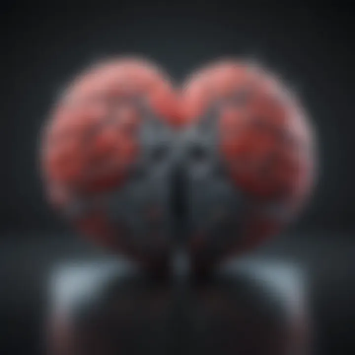 Heart-shaped brain with neural connections