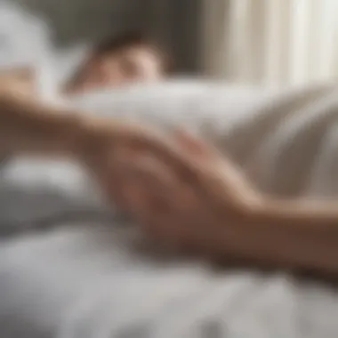 A gentle hand reaching out to wake up a sleeping individual