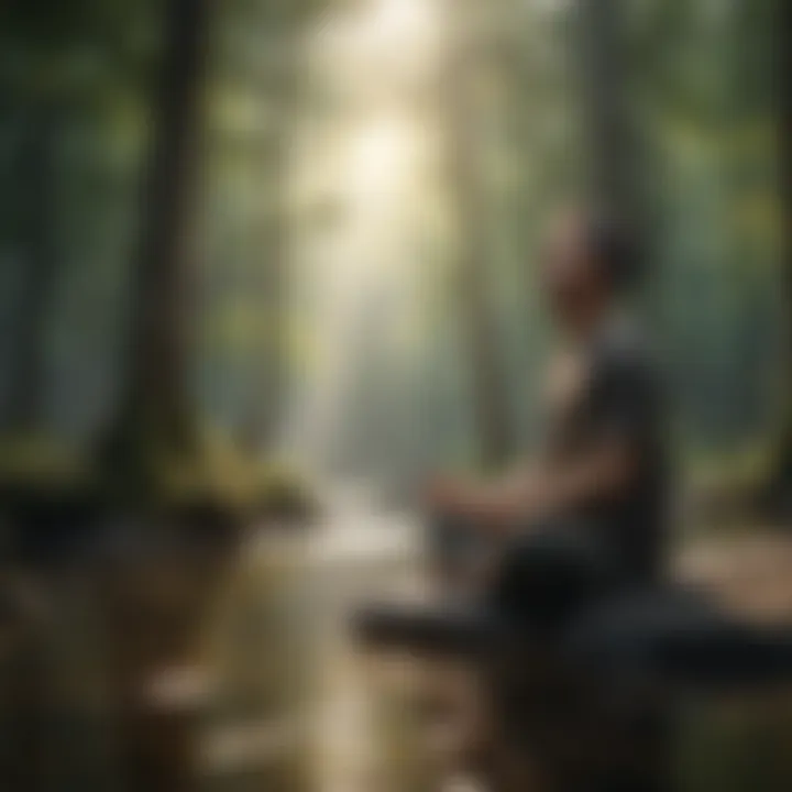 A person meditating in a calm setting