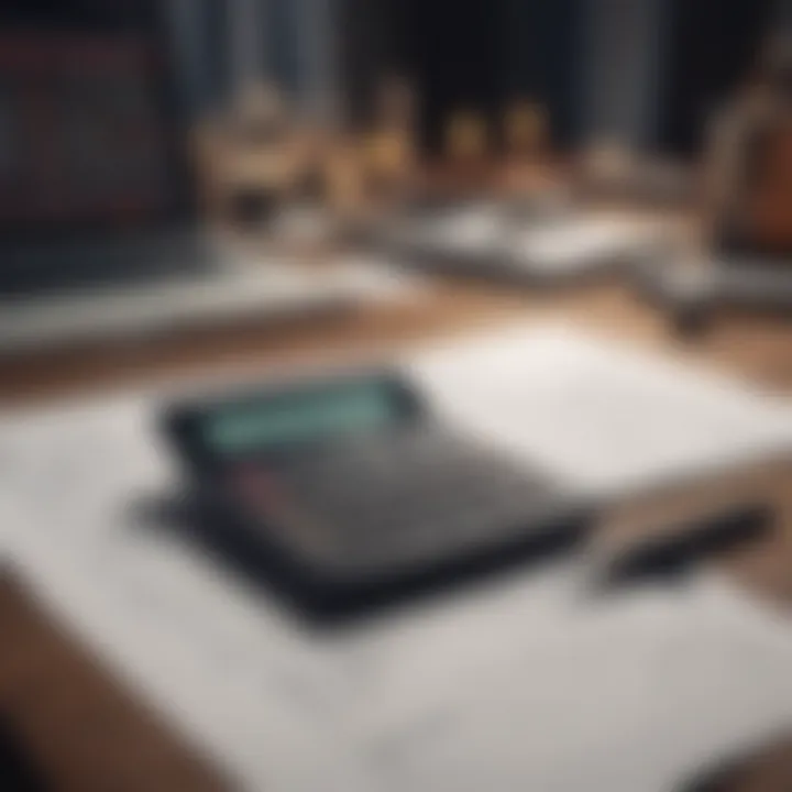 Calculator and documents representing investment analysis