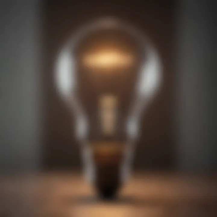 A glowing light bulb representing ideas and creativity