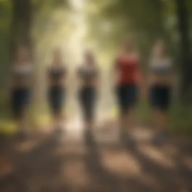 An uplifting scene of a group engaged in outdoor fitness activities