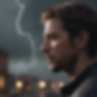Intrusive Thoughts: The Storm Within Visual metaphor for intrusive thoughts depicted as a storm