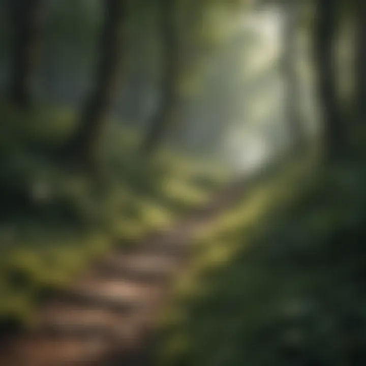 A winding path through a lush green forest leading into the unknown