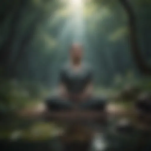 Illustration of a person meditating in a serene environment