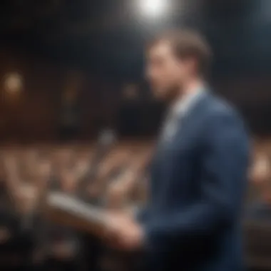 Confidence in Public Speaking Orator standing confidently on stage
