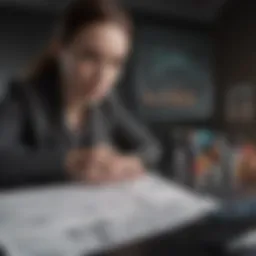 A sophisticated financial planner with graphs and charts