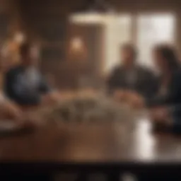 A diverse group of individuals discussing investment strategies around a table