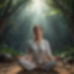 Meditating woman finding inner peace