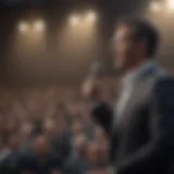 A confident speaker engaging an audience with a presentation